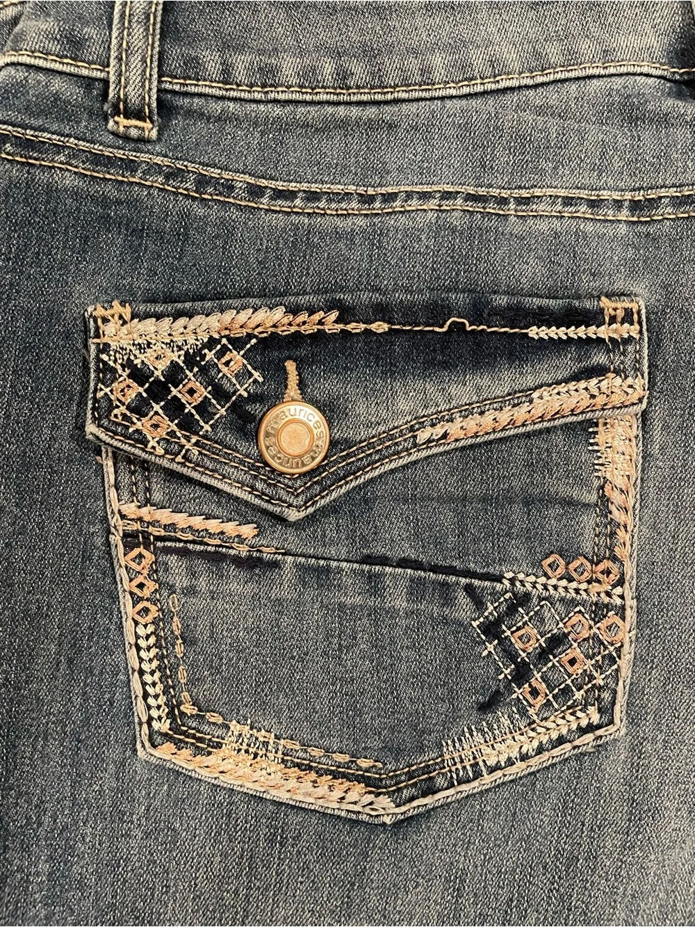 Maurices Blue Boot Cut Jeans with Embroidered Pocket